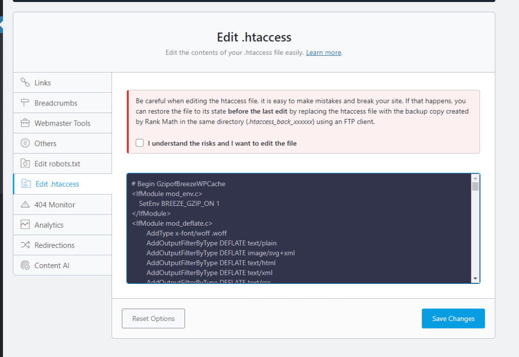 WordPress网站SEO审查，利用RankeMath修改.htaccess文件，解决域名重复的问题。